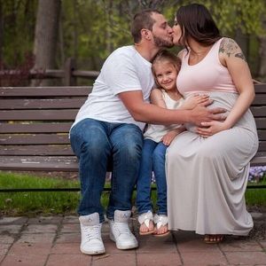 Pink blush maternity maxi dress